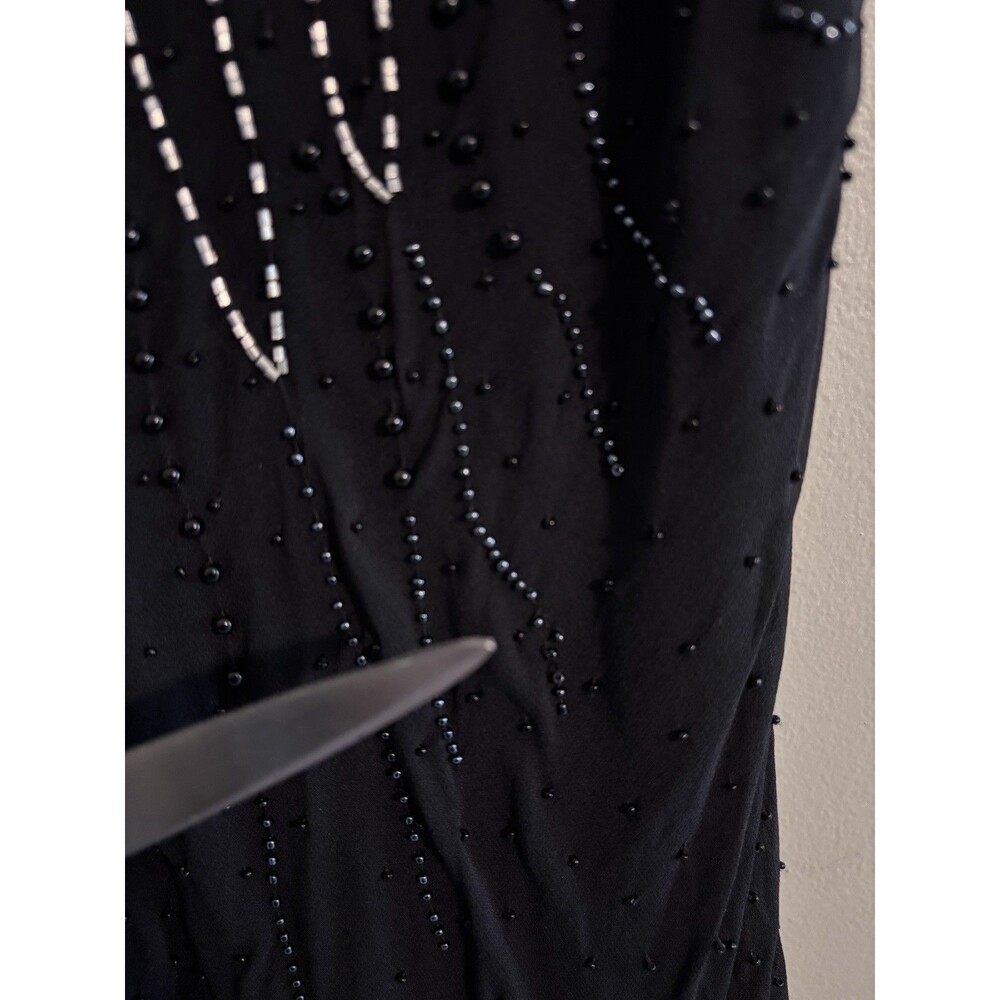VTG Y2K Cache Silk Maxi Dress Sz 8 Beaded Embroidered Floral Whimsy Fairy Goth - Picture 8 of 16